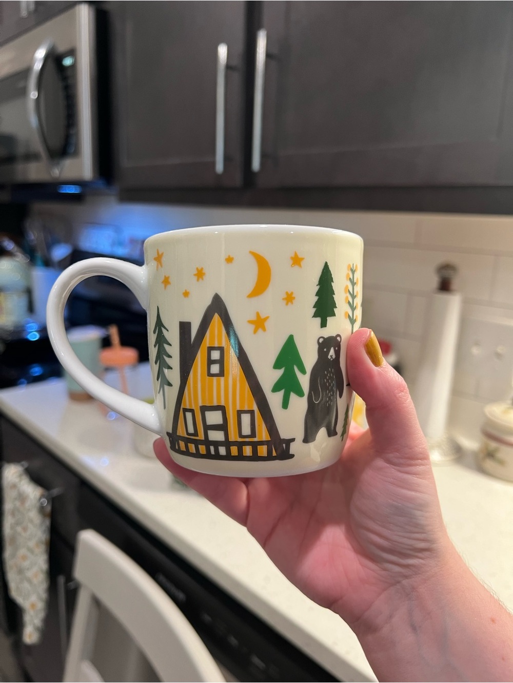 Cute cabin bear mug